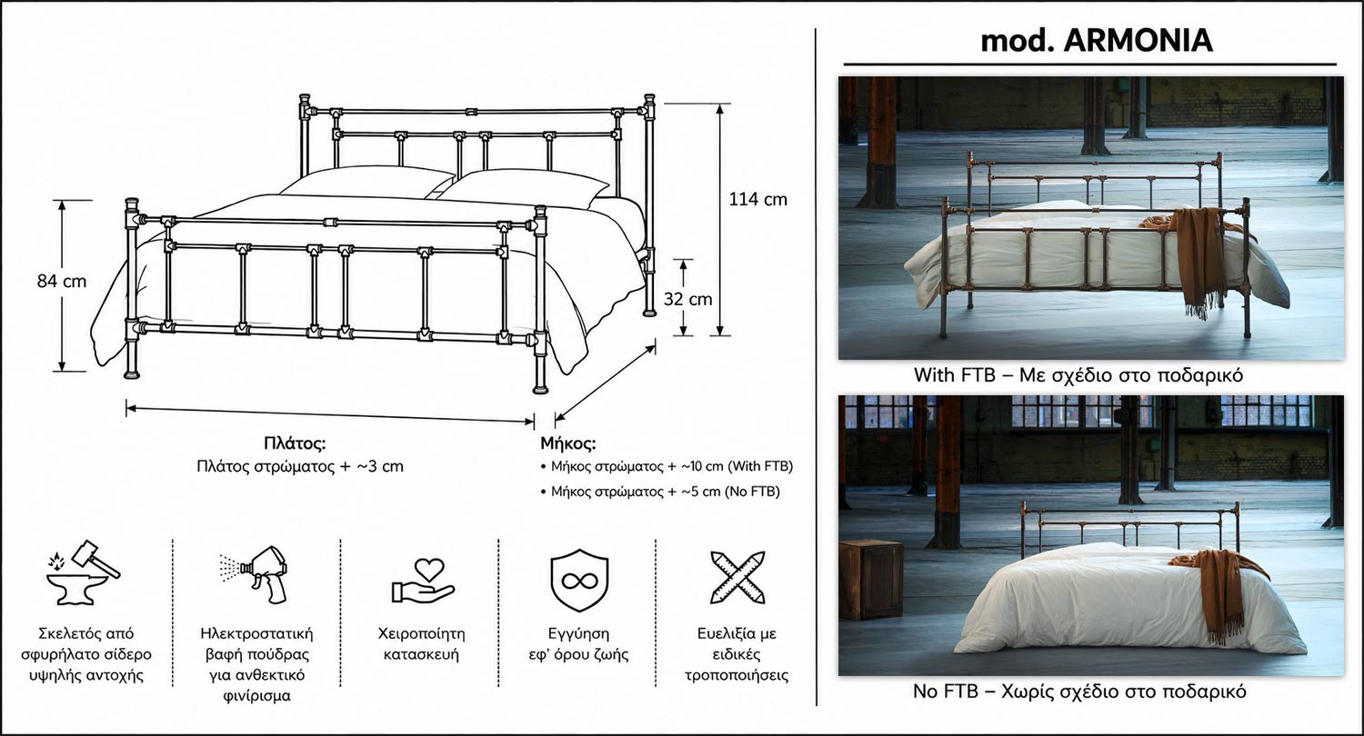 Industrial κρεβάτι ARMONIA – Ισορροπία μετάλλου και design με ψυχή - Image 9