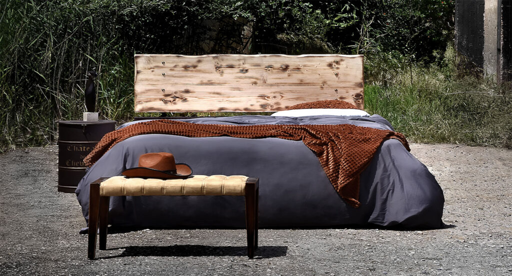 Letto matrimoniale in ferro battuto DAFNI 160x200 in stile industriale, struttura robusta, design moderno