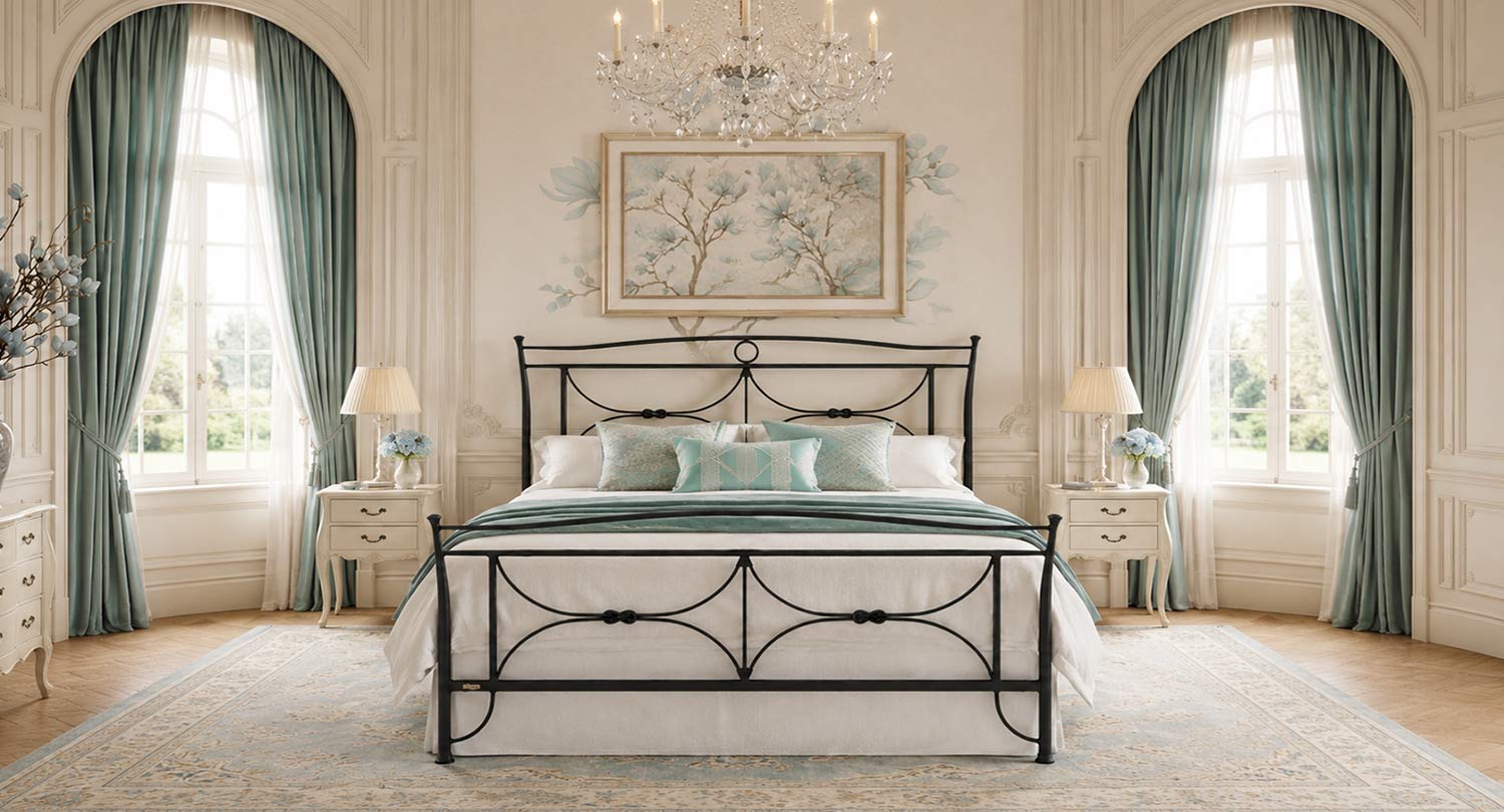Letto in ferro ELENA – letto matrimoniale elegante con design pulito e linee raffinate - immagine 3