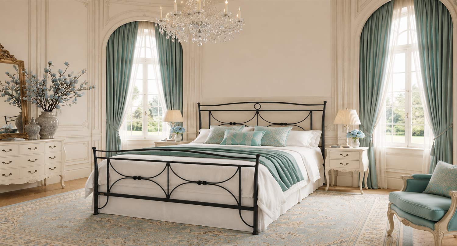 Letto in ferro ELENA – letto matrimoniale elegante con design pulito e linee raffinate - immagine 10