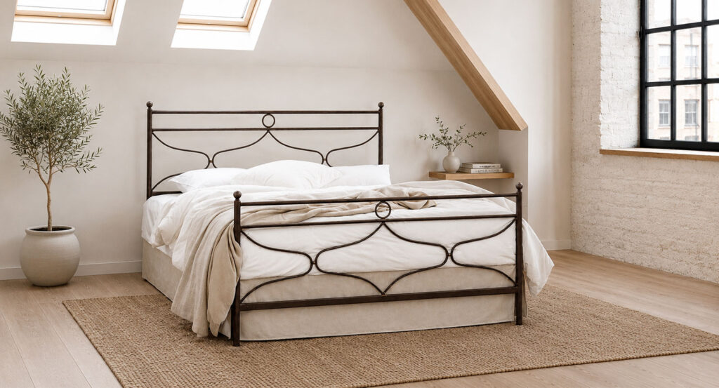 NEMESIS Metallisches Doppelbett - Handgefertigtes Bett mit Stil