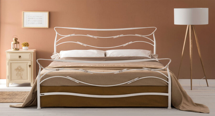 white metal bed
