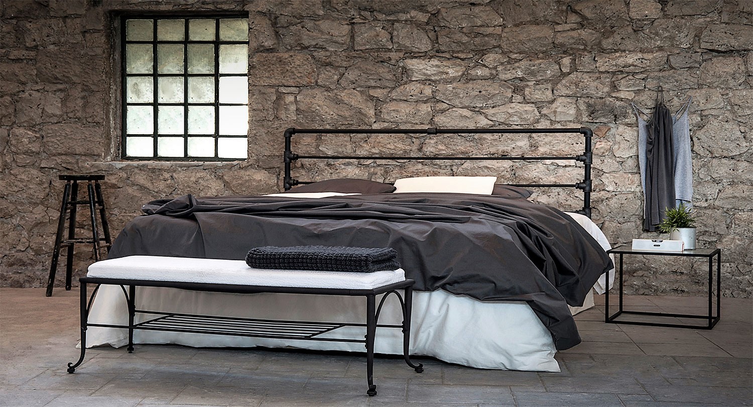 ROXANI Industrial Black Metal Bed Frame - Handcrafted Timeless Elegance by Volcano Handmade Iron Bedrooms, Eco-Friendly with Lifetime Warranty