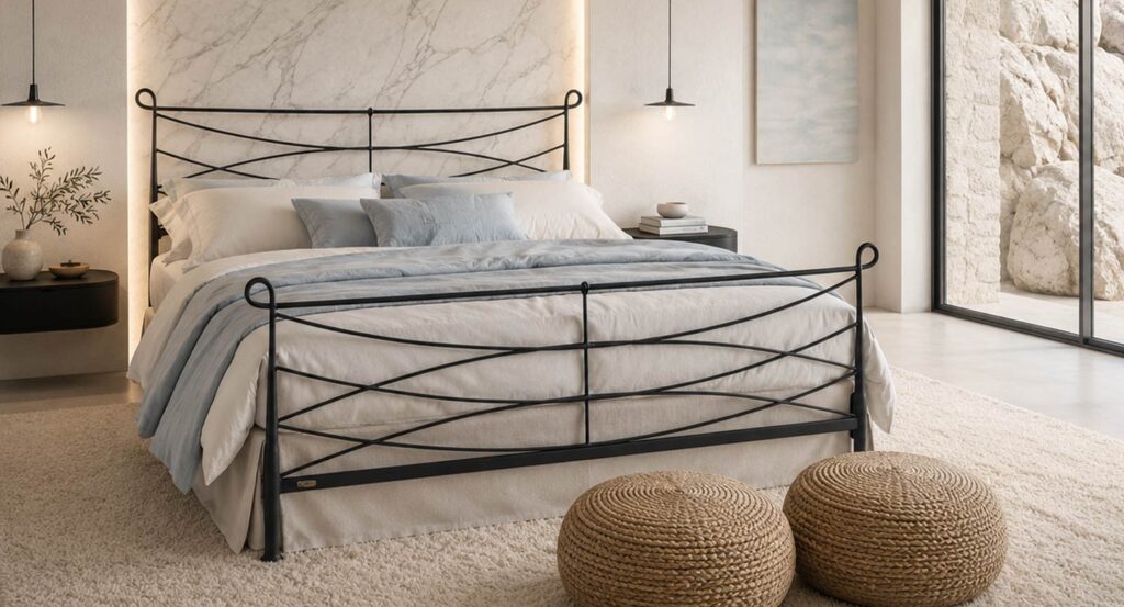 Letto in Ferro TOXO dal Design Elegante con Linee Raffinate e Finiture di Alta Qualità