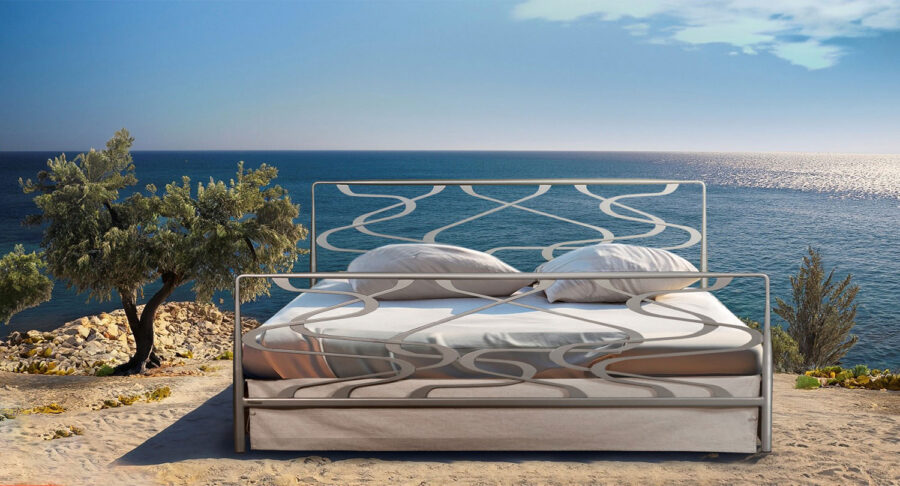 Μεταλλικό κρεβάτι μασίφ AEGEAN με αποθηκευτικό χώρο και στρώμα