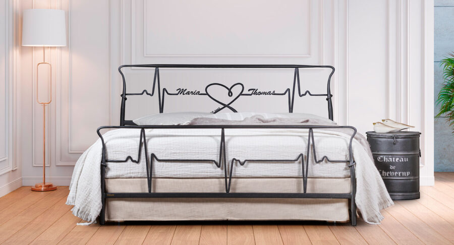 HEARTBEAT Custom Bed Frame - Handmade Metal Platform Bed with Personalized Design Options, Lifetime Warranty