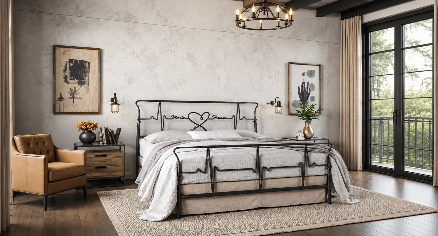 HEARTBEAT Custom Metallbett – Handgefertigtes Designerstück – Bild 3
