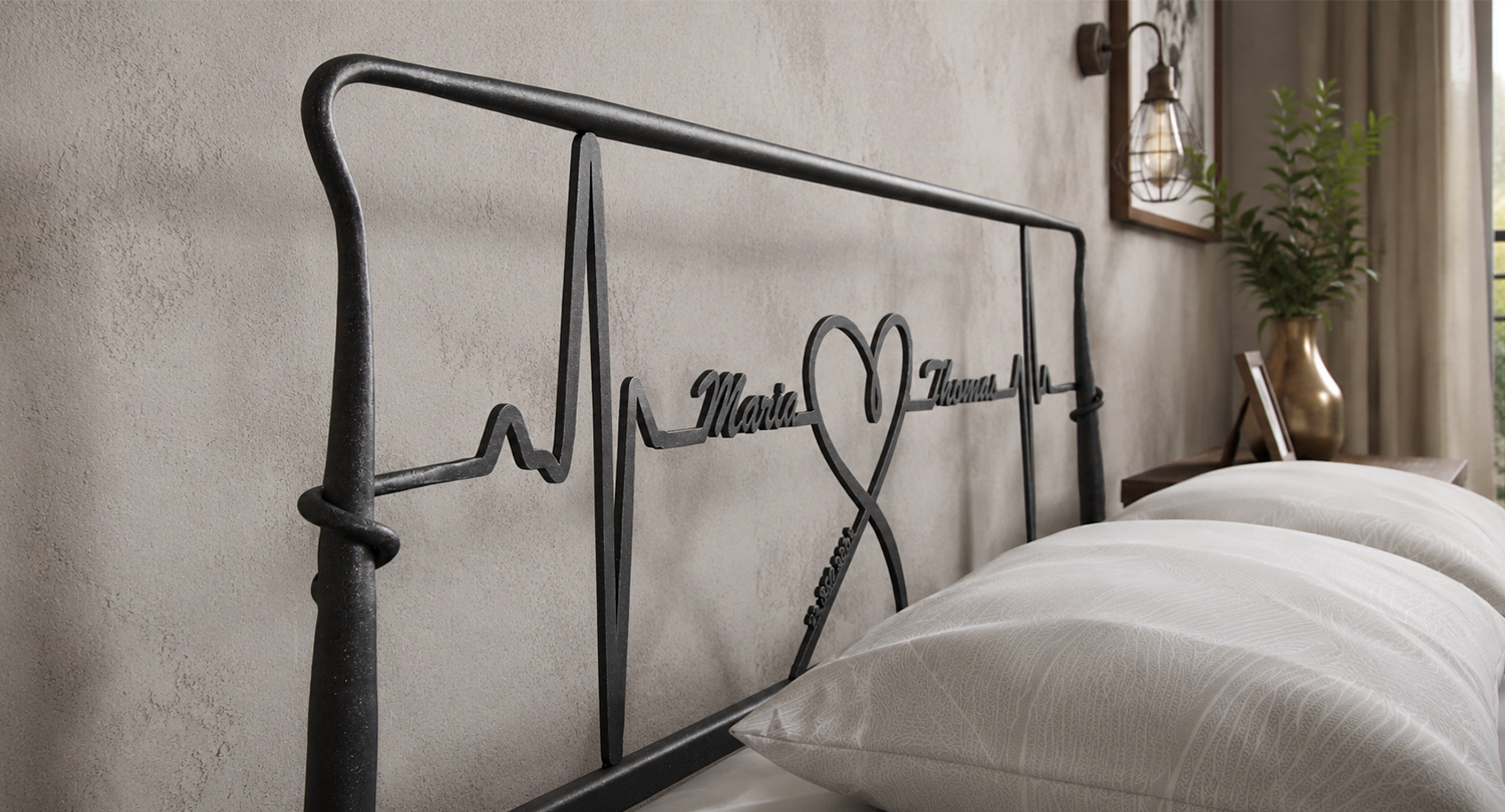 HEARTBEAT Custom Metallbett – Handgefertigtes Designerstück – Bild 2