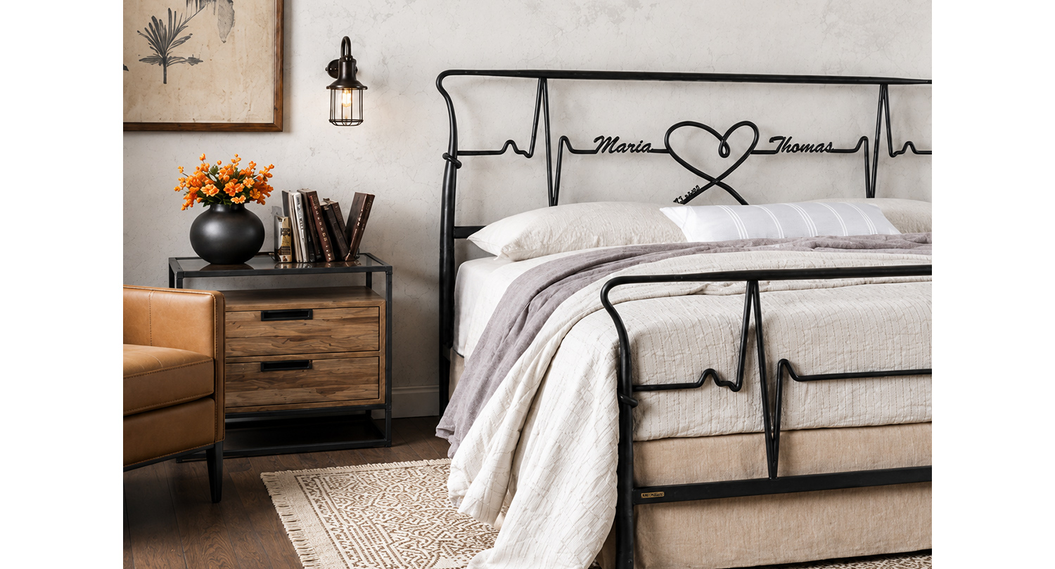 HEARTBEAT Custom Metallbett – Handgefertigtes Designerstück – Bild 6