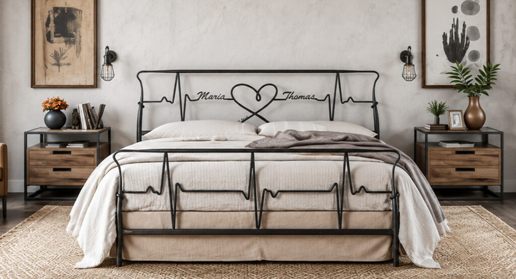 HEARTBEAT Custom Metallbett – Ausdrucksstarkes Unikat mit persönlicher Note