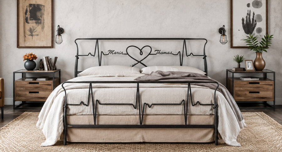 Letto in Ferro Battuto HEARTBEAT Custom – Un Letto Unico con la Tua Firma Personale