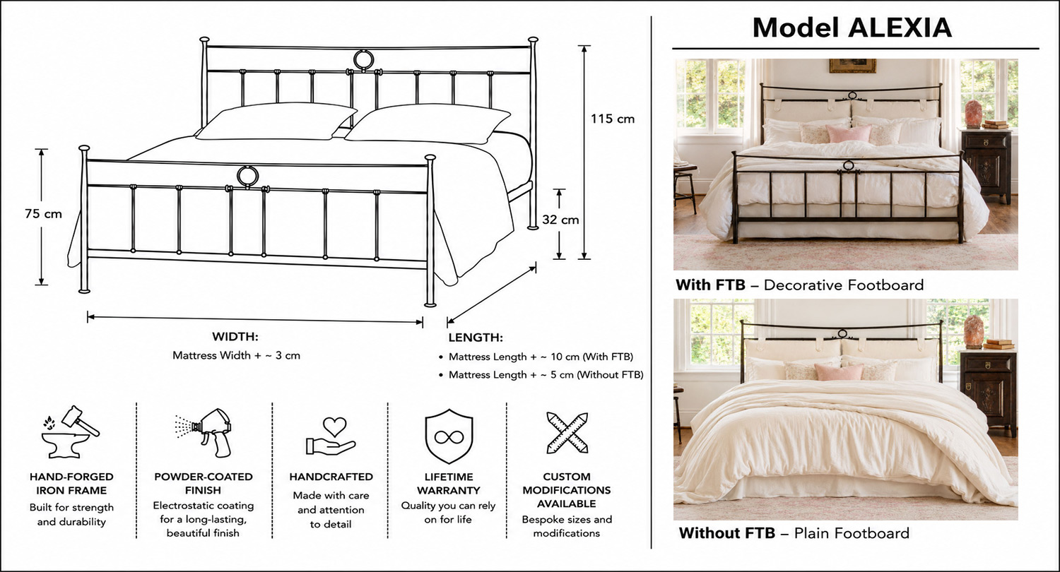 ALEXIA Metal Platform Handmade Bed - Timeless Metal Design - Image 8