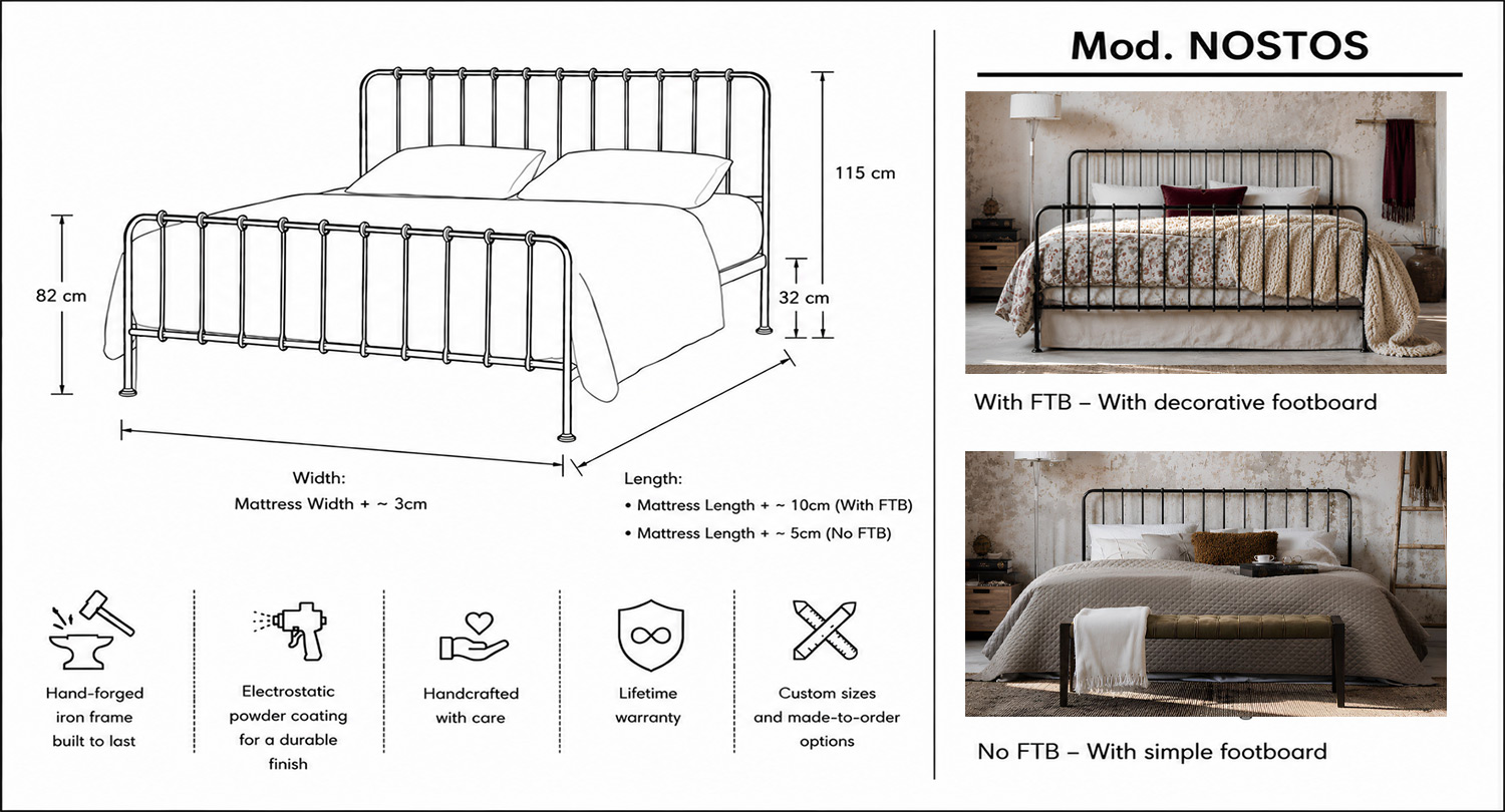 NOSTOS Solid Metal Bed - Clear lines and industrial look - Image 10