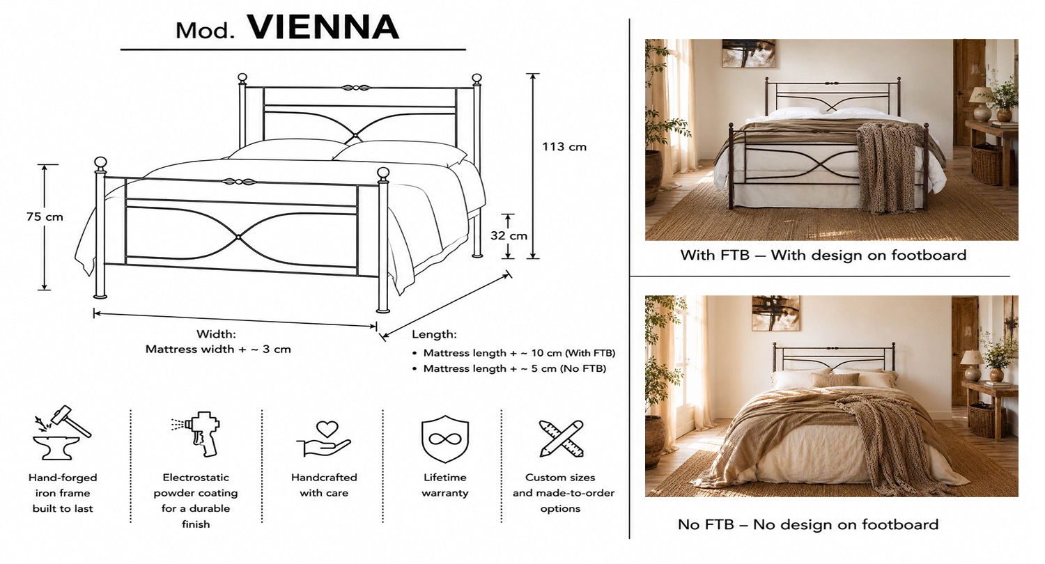 VIENNA Vintage Metal Bed Frame - Elegantly Handcrafted - Image 8