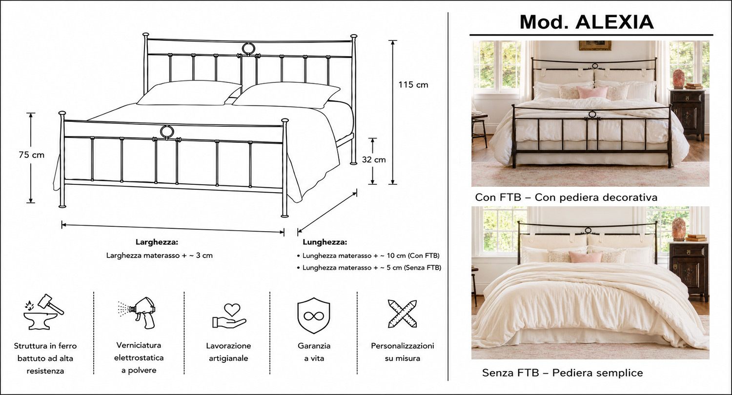 Letto in ferro ALEXIA - con struttura solida e design classico - immagine 9