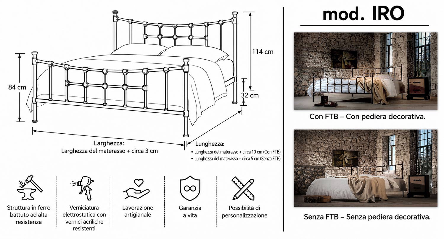 Letto Industriale IRO 160x200 - Design Industrial con Curve Raffinate e Alta Estetica - immagine 9